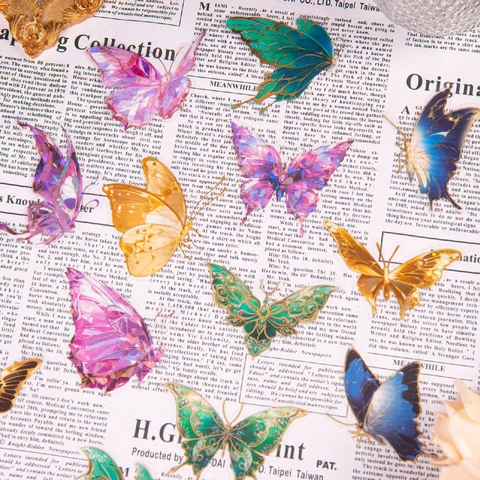 Adesivi Farfalla Vintage in PET Set Bronzatura Vetrature a Conchiglia Decalcomanie Decorative Per Scrapbooking DIY Diario Arte Artigianato