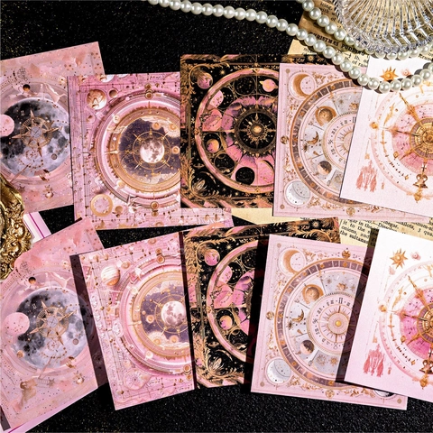 Adesivi Serie Lunar Postal Service Retro Luna Cielo Stellato Galassia Tema Carta Perlata Pellicola Lucida Decalcomanie Decorative Scrapbooking DIY Diario Materiale
