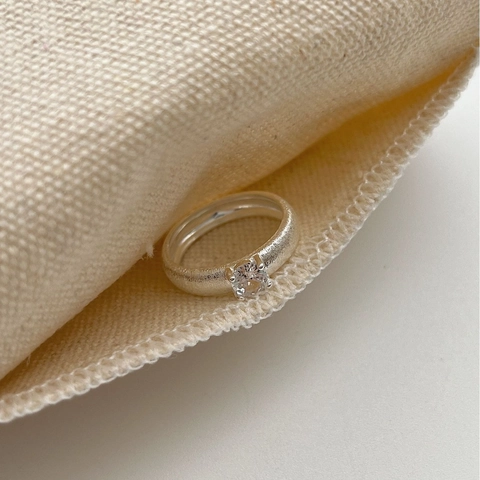 Vintage 925 Sterling Silver Brushed Ring For Women With Zirconia And Artificial Pearl Adjustable Minimalist Fashion Jewelry