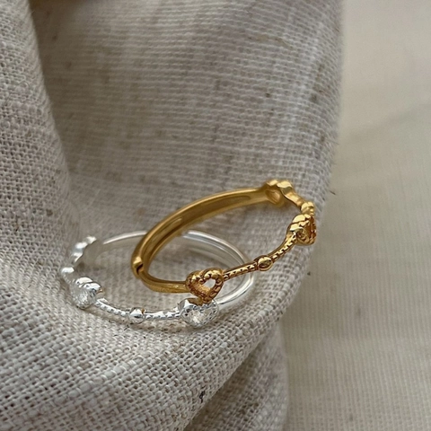 925 Sterling Silver Hollow Heart Open Ring For Women Minimalist 18K Gold Plated Heart Shaped Adjustable Finger Ring Jewelry Birthday Gift