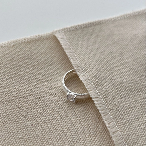 Vintage 925 Sterling Silver Brushed Ring For Women With Zirconia And Artificial Pearl Adjustable Minimalist Fashion Jewelry