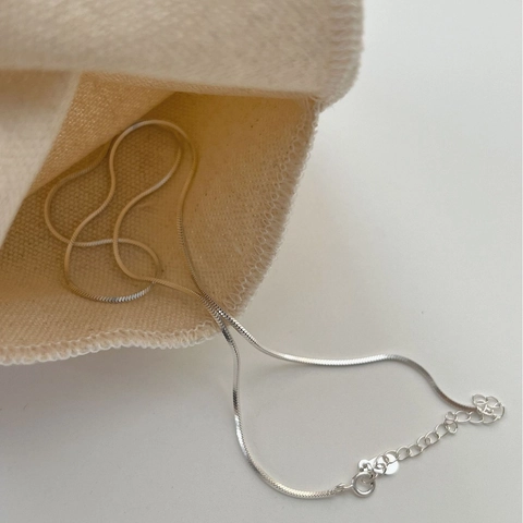 Collana a Catena di Serpente in Argento Sterling 925 da Donna Minimalista Semplice Piatta Metallizzata Gioielli Raffinati