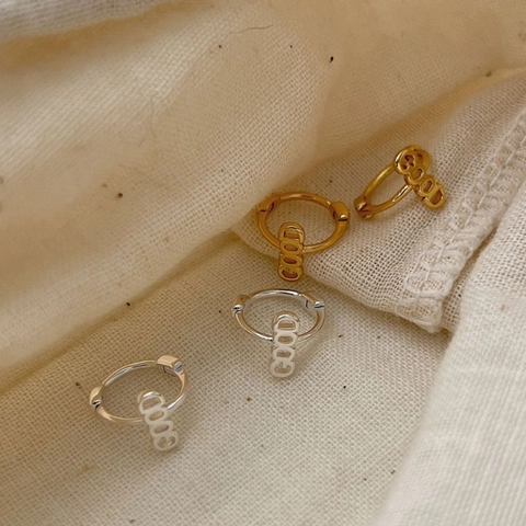 925 Sterling Silver GOOD Letter Pendant Hoop Earrings Gold Silver Plated Minimalist Huggie Earring For Women Chic Jewelry