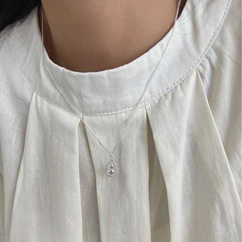 Collier Pendentif Calebasse en Argent Sterling 925 Style Wulu Porte-bonheur Incrusté de Strass Bijoux de Mode Cadeau Femme