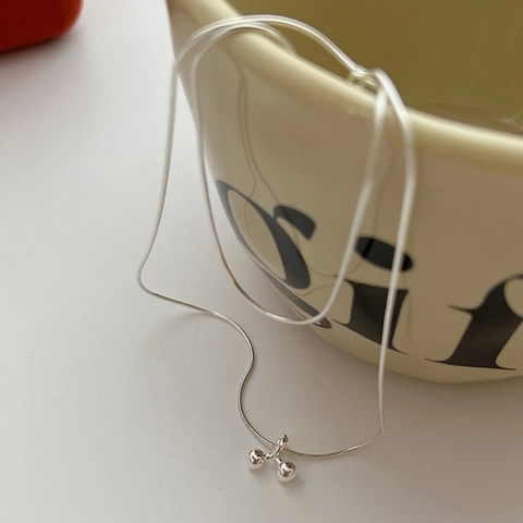 Collana Con Ciondolo a Ciliegia Minimalista in Argento Sterling S925 per Donna Catena da Clavicola Squisita Fatta a Mano Gioielli