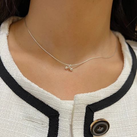Collana Con Ciondolo a Ciliegia Minimalista in Argento Sterling S925 per Donna Catena da Clavicola Squisita Fatta a Mano Gioielli