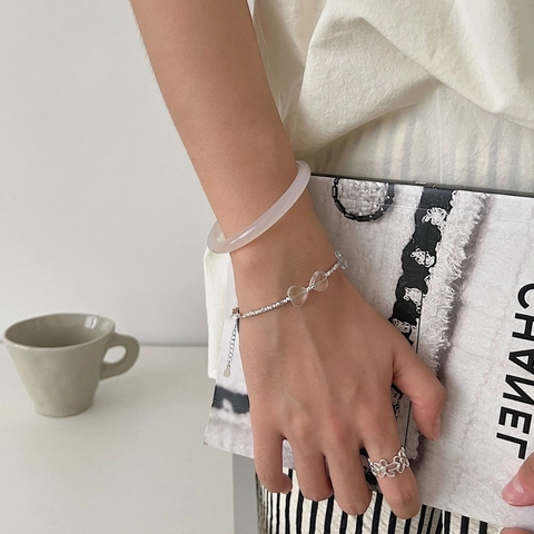 Minimalistisches Armband Aus 925 Sterlingsilber Mit Herzform Und Weißem Kristall Verstellbare Kette Schmuck Für Damen