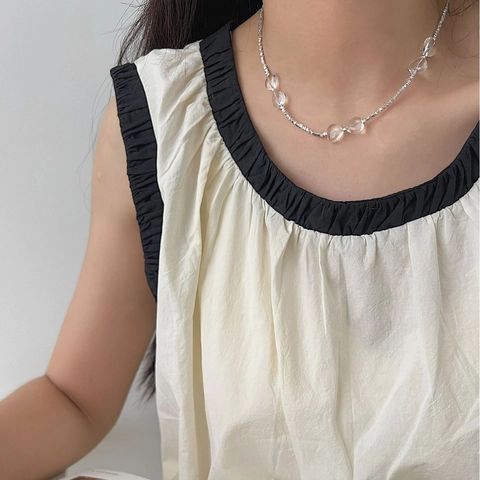 Collana in Argento Sterling 925 per Donna Collana con Ciondolo in Strass a Cuore di Lusso Gioielli Girocollo Minimalisti