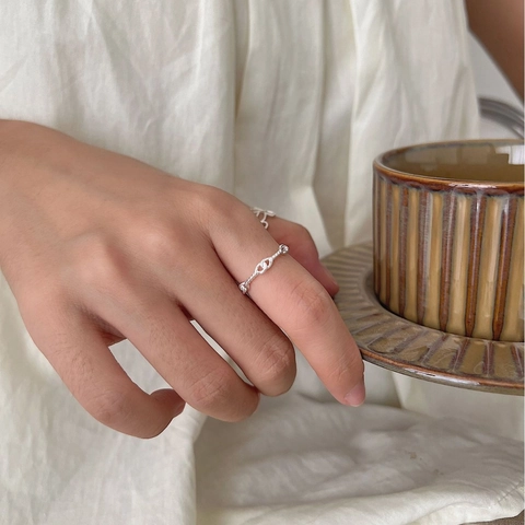 Anello Nodo in Argento Sterling 925 per Donna Design di Nicchia Minimalista Corda Intrecciata Gioielli Stile Freddo Regalo