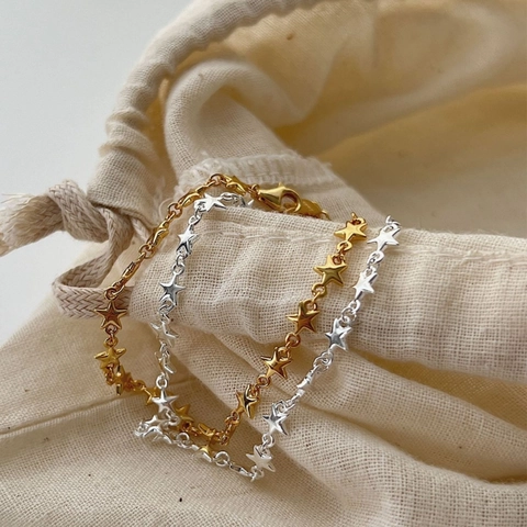 925 Sterling Zilveren Ster Armband Voor Dames Minimalistisch Koreaanse INS Stijl Verstelbare Goud Zilver Vergulde Schakelketting Handsieraden Cadeau