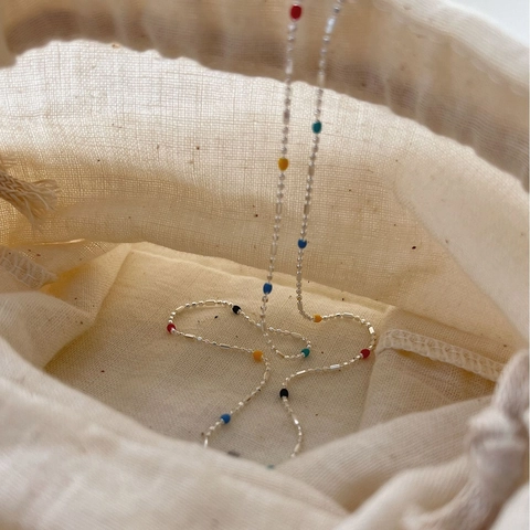 925 Sterling Silver Multi Color Beaded Necklace Colorful Dopamine Beads Chain Bracelet For Women Minimalist Design Jewelry Gift