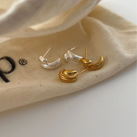 Orecchini a Bottone in Argento Sterling 925 per Donna Coreano Minimalista Twist Spirale Sfera Metallo Orecchini Gioielli Regalo