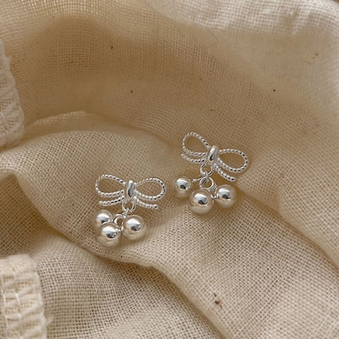 925 Sterling Silber Schleife Perle Hängende Ohrstecker Süßer Eleganter Minimalistischer Schmuck Für Damen