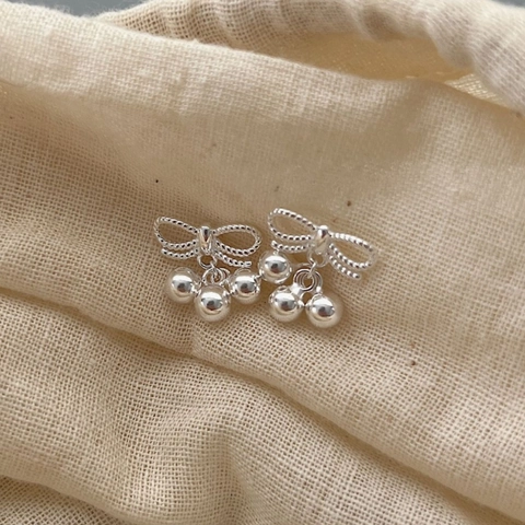 925 Sterling Silber Schleife Perle Hängende Ohrstecker Süßer Eleganter Minimalistischer Schmuck Für Damen