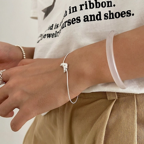 925 Sterling Silver Croissant Snake Bone Chain Bracelet For Women Minimalist Simple Creative Design Fashion Adjustable Jewelry Gift