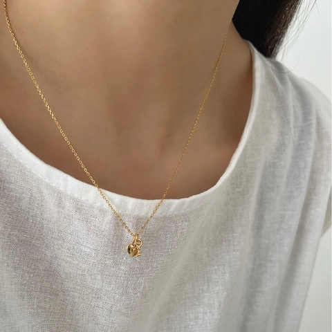 Collana con Pendentif a Chiave di Cuore in Argento Sterling 925 per Donna Stile Coreano Minimalista Catena a Clavicola Gioielli Eleganti