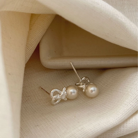 S925 Sterlingsilber Brezel Knoten Künstliche Perle Ohrstecker Für Damen Koreanische Minimalistische Gedrehte Schmuck Geschenk