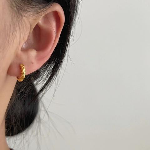 Minimalisti Orecchini a Cerchio Martellati in Argento Sterling 925 per Donna Stile Coreano Geometrici Tondi Placcati Oro Argento Gioielli