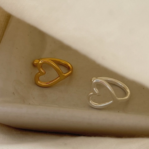 Ear Cuffs de Corazón de Plata de Ley S925 para Mujer Pendientes Minimalistas en Forma de U Sin Perforación Regalo