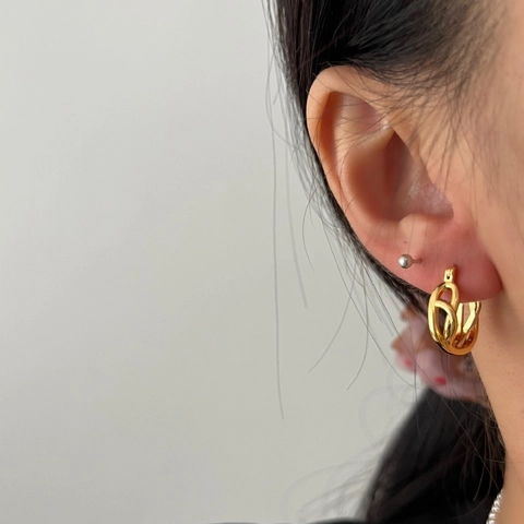 Orecchini a Cerchio Incrociati in Argento Sterling 925 Vintage Francese per Donna Minimalista Intrecciato Geometrico Gioielli