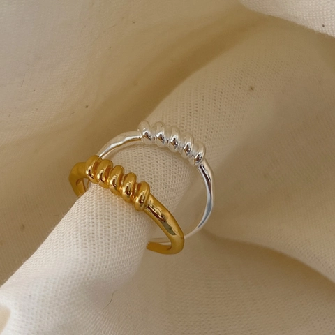 925 Sterling Silver Adjustable Open Ring For Women Minimalist Croissant Spiral Design Irregular Polished Finger Jewelry