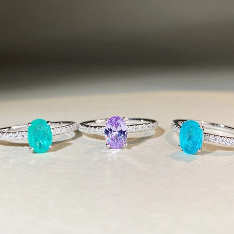 925 Sterlingsilber Oval Großer Strass Ring Für Damen Taubenei Lila Paraiba Blau Elegant Luxus Hochzeit Bankett Schmuck Geschenk