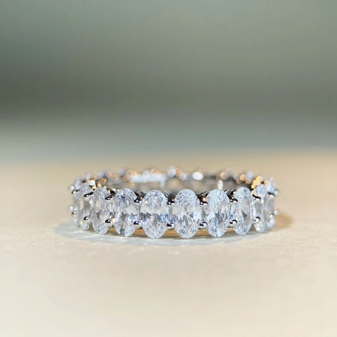 S925 Sterlingsilber Ovalschnitt Strass Eternity Ring Eleganter Hochzeits Verlobungsring Für Damen Schmuck