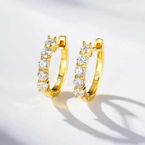 Orecchini a Cerchio in Argento Sterling 925 Con Moissanite Colore D per Donna Orecchini Huggie Piccoli Tondi Minimalisti