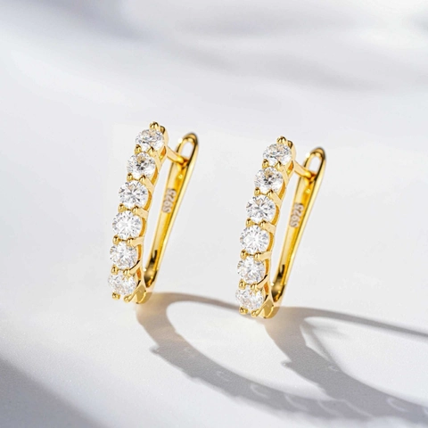 Lussuosi Orecchini a Bottone in Argento Sterling 925 Moissanite per Donna Eleganti Semplici Geometrici Galvanici Gioielli di Moda