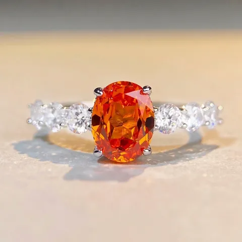 Lussuoso Anello in Argento Sterling 925 con Grande Strass Taglio Ovale per Donna Elegante Gioielleria di Moda Galvanica
