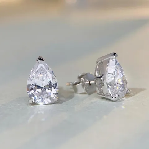 Orecchini a Bottone in Argento Sterling 925 Con Strass a Goccia Per Donna Gioielli Alla Moda Con Goccia D'acqua Scintillante
