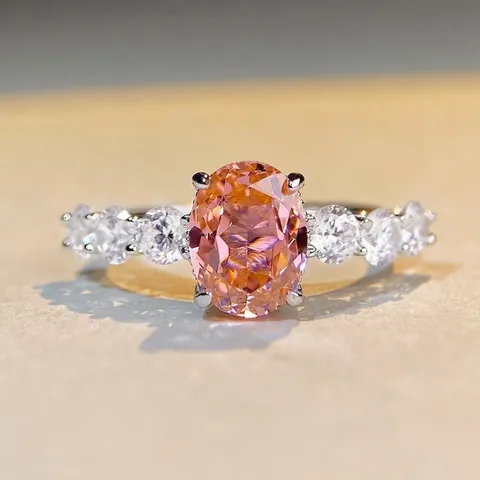 Lussuoso Anello in Argento Sterling 925 con Strass Taglio Ovale per Donna Gioielli Geometrici da Pendolare Anello