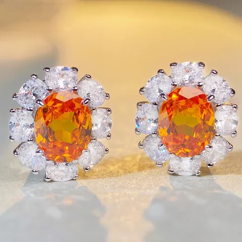Orecchini a Lobo in Argento Sterling 925 a Forma di Fiore con Zirconia Colorata Design Girasole Gioielli Matrimonio Festa Quotidiani