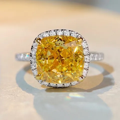 Lussuoso Anello Quadrato in Argento Sterling 925 con Taglio Radiant e Rhinestone Halo per Matrimonio Festa Donna Gioielli