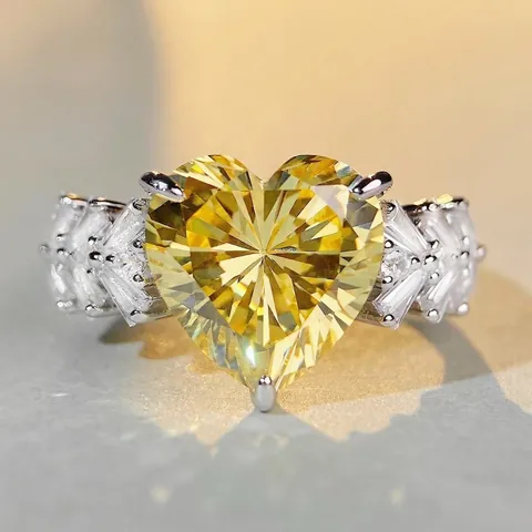 Bague Luxueuse en Argent Sterling 925 Forme de Cœur avec Zirconia pour Femme Taille Kaléidoscope Bijoux de Mariage