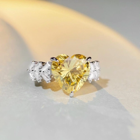 Bague Luxueuse en Argent Sterling 925 Forme de Cœur avec Zirconia pour Femme Taille Kaléidoscope Bijoux de Mariage