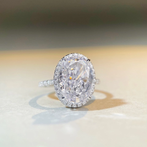 925 Sterling Silver Oval Cut Halo Ring For Women Luxurious 10 Carat Large Rhinestone Radiant Cut Wedding Engagement Jewelry