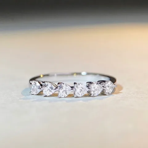 Minimalist 925 Sterling Silver Heart Zirconia Ring For Women Sparkling Full Diamond Inlaid Fashion Finger Ring Jewelry Gift