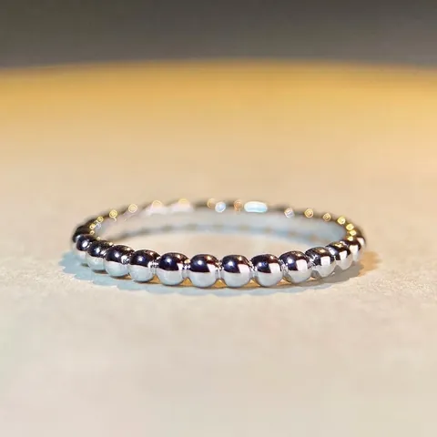 Anello a Bolle in Argento Sterling S925 Design a Sfera Rotonda Lucida Minimalista Anello a Fascia per Donna Gioielli di Moda