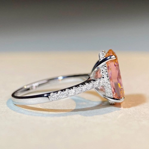 Luxuriöser Ovaler Zirkonia Ring 925 Sterlingsilber Pavé-Fassung Halo Verlobungsring Hochzeit Damen Modeschmuck