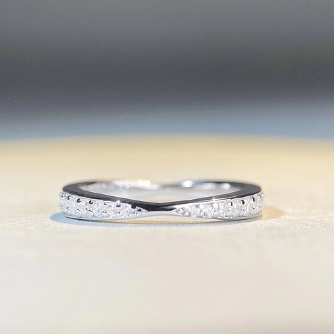 Anello Incrociato Impilabile in Argento Sterling 925 Minimalista per Donna Elegante Onda con Zirconia Gioielli per Matrimonio