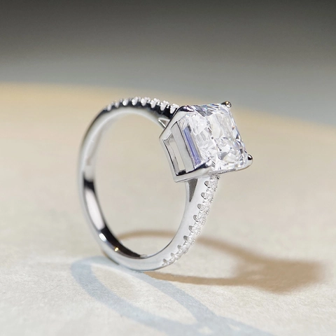 S925 Sterling Silber Prinzess Schliff Quadrat Strass Ring Für Damen Luxus Hochzeit Verlobung Braut Finger Schmuck Ring