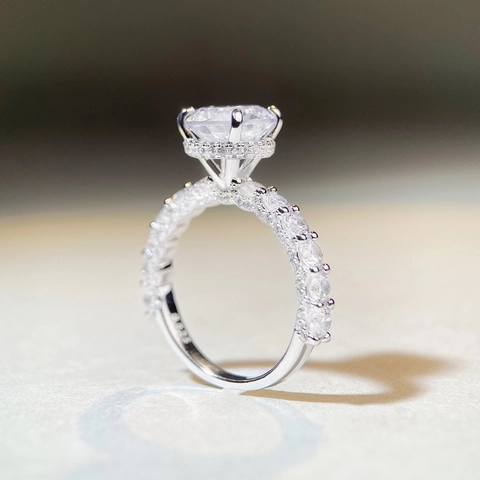 925 Sterling Silber Moissanit Ring Für Damen Rund Brillantschliff Vier Krallen Strass Verlobung Hochzeit Luxuriöser Ring
