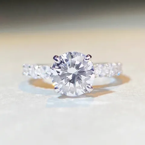 925 Sterling Silber Moissanit Ring Für Damen Rund Brillantschliff Vier Krallen Strass Verlobung Hochzeit Luxuriöser Ring