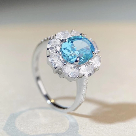 Luxus S925 Sterlingsilber Ovaler Strass Ring Für Damen Eleganter Blumen Halo Sonnenblume Hochzeit Verlobung Schmuck