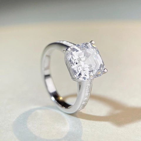 Luxus 925 Sterlingsilber Quadratischer Asscher Schliff Strass Ring Für Damen High End Schmuck Hochzeit Verlobungsgeschenk