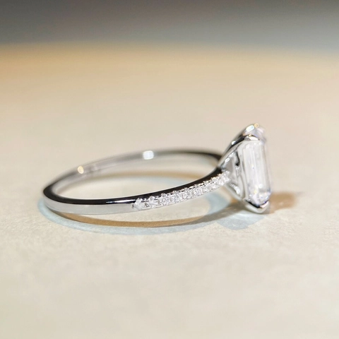 Anello Moissanite Taglio Smeraldo Lusso Per Donna Argento Sterling 925 Anello Solitario Elegante Gioielli Matrimonio Fidanzamento Regalo