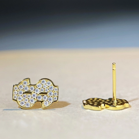 925 Sterling Silver Moissanite Dollar Sign Stud Earrings For Women Hip Hop Hip-Hop D Color Moissanite Pave Jewelry Earrings Gift