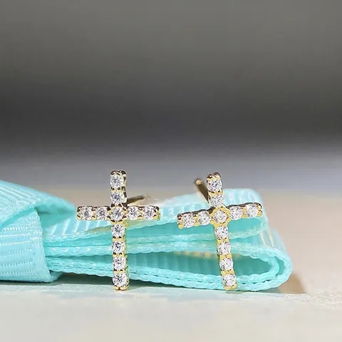 925 Sterling Silver Moissanite Cross Stud Earrings Pave D Color Hearts And Arrows Cutting Hip Hop Minimalist Jewelry For Women