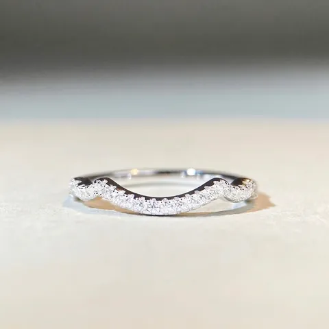 Anello Ondulato in Argento Sterling 925 per Donna con Zirconia Design Minimalista Fascia Sovrapponibile Gioielli Galvanici Moda Elegante